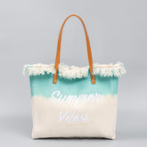 Sac fourre-tout brodé Sac en toile à pompon Sac à pression magnétique Sac de bureau Sac sous les bras Sac à bandoulière de plage Été
